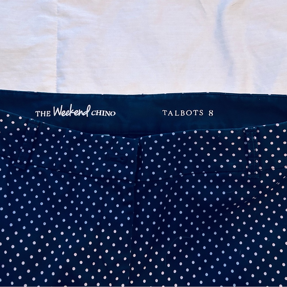 NWOT Talbots Navy Polka Dot Chino Pants